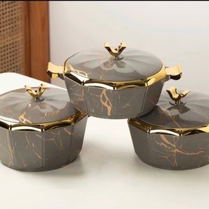 3 Pcs Set 1.5L 2L 2.5L Thermos Insulated Food Warmer Casserole Stainless Steel